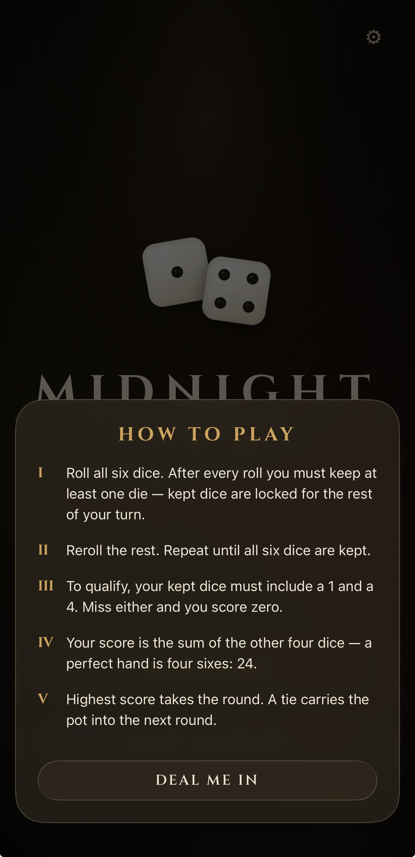 How to play screen